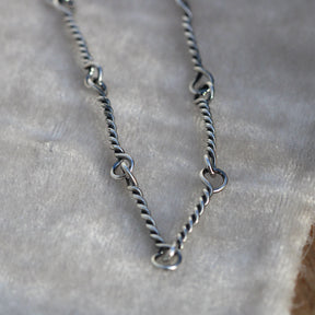 Sterling silver twist handmade chain necklace