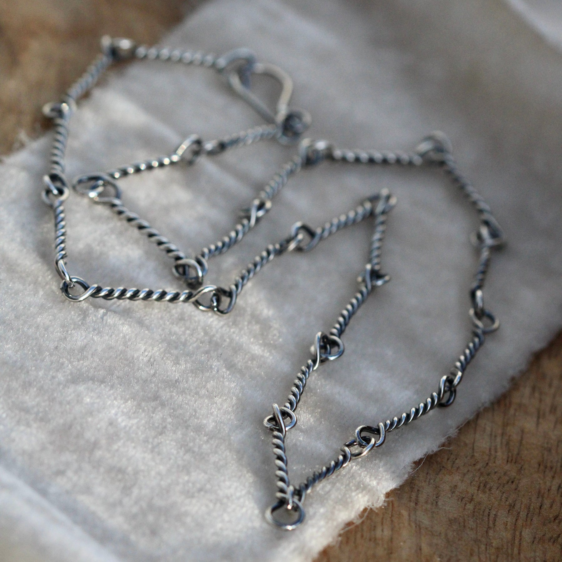 Sterling silver twist handmade chain necklace