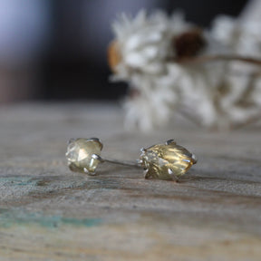 Prong set Citrine stud earrings sterling silver