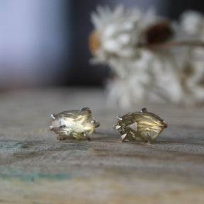 Prong set Citrine stud earrings sterling silver