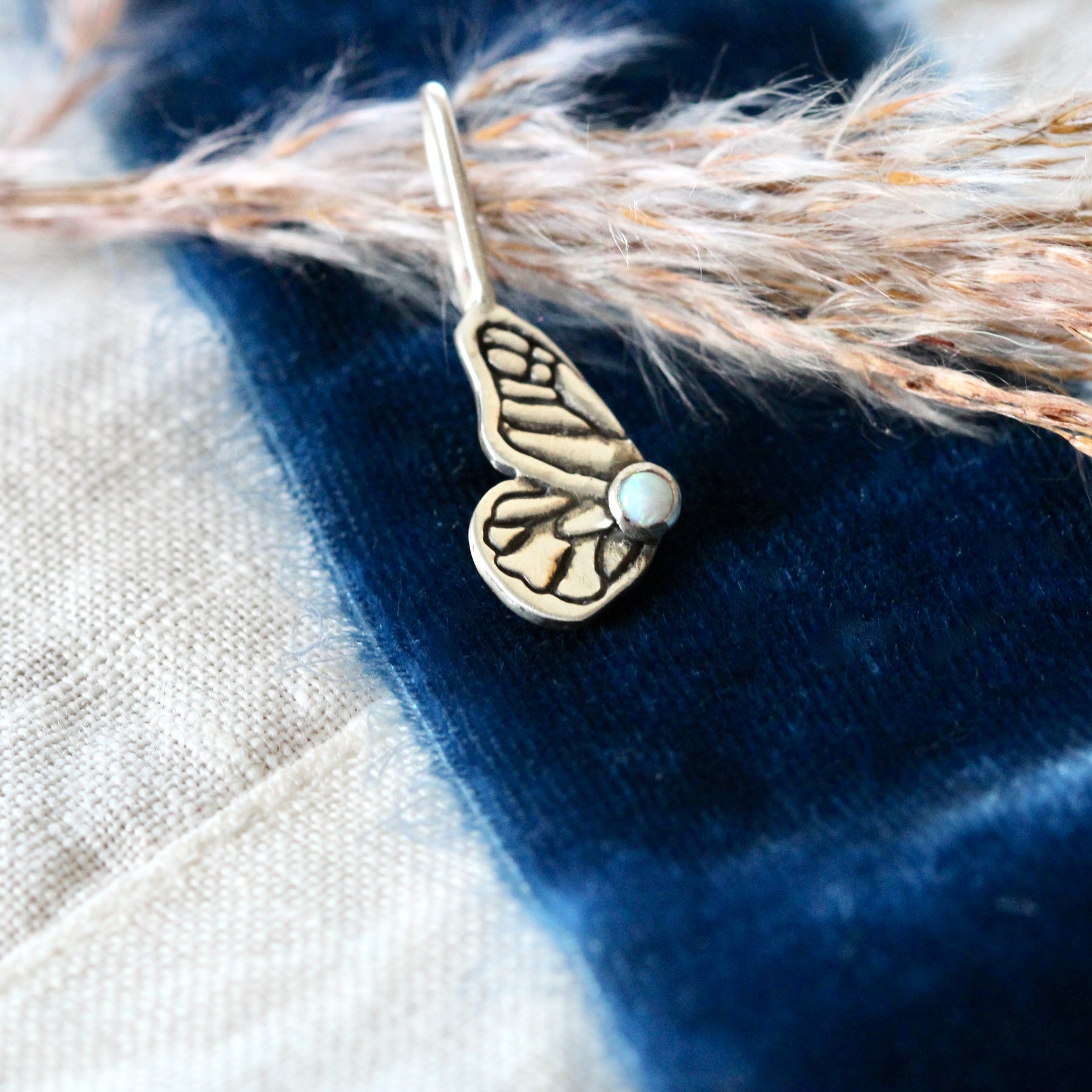 Painted Lady Butterfly Wing Charm with Birthstone