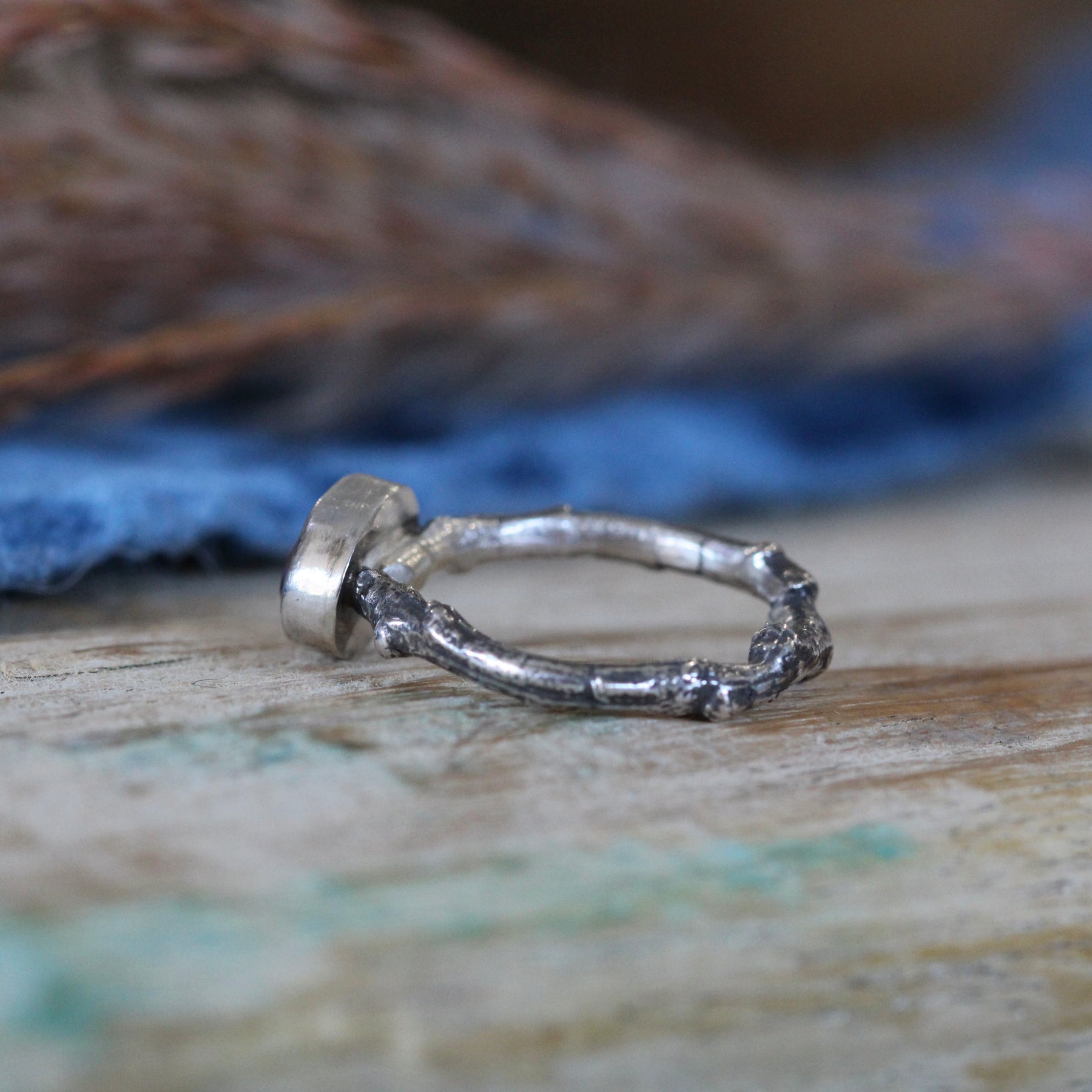 Wanderer Ring Watermelon Tourmaline and sterling silver cast branch