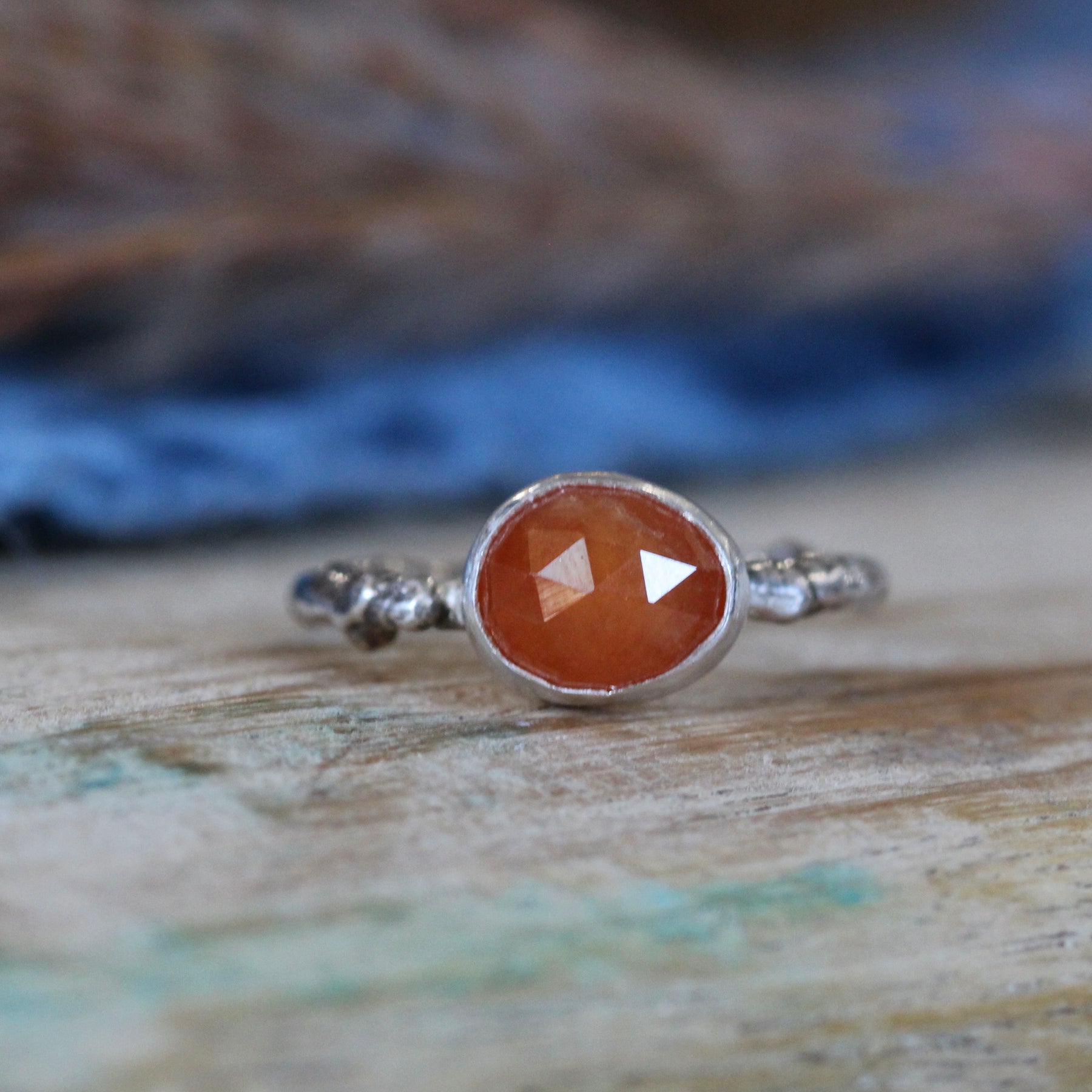 Wanderer Ring Orange Sapphire and sterling silver cast branch