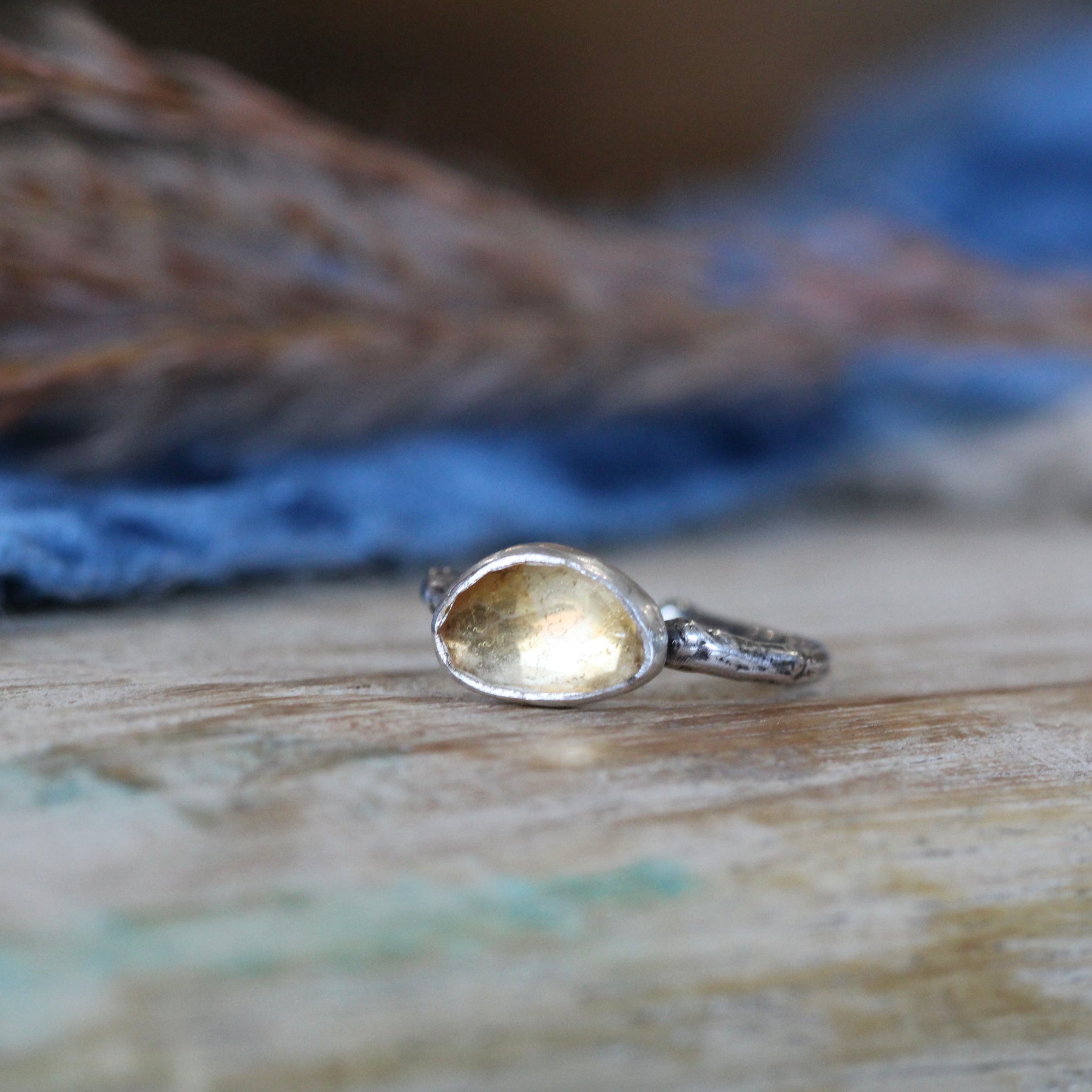 Wanderer Ring Citrine and sterling silver cast branch