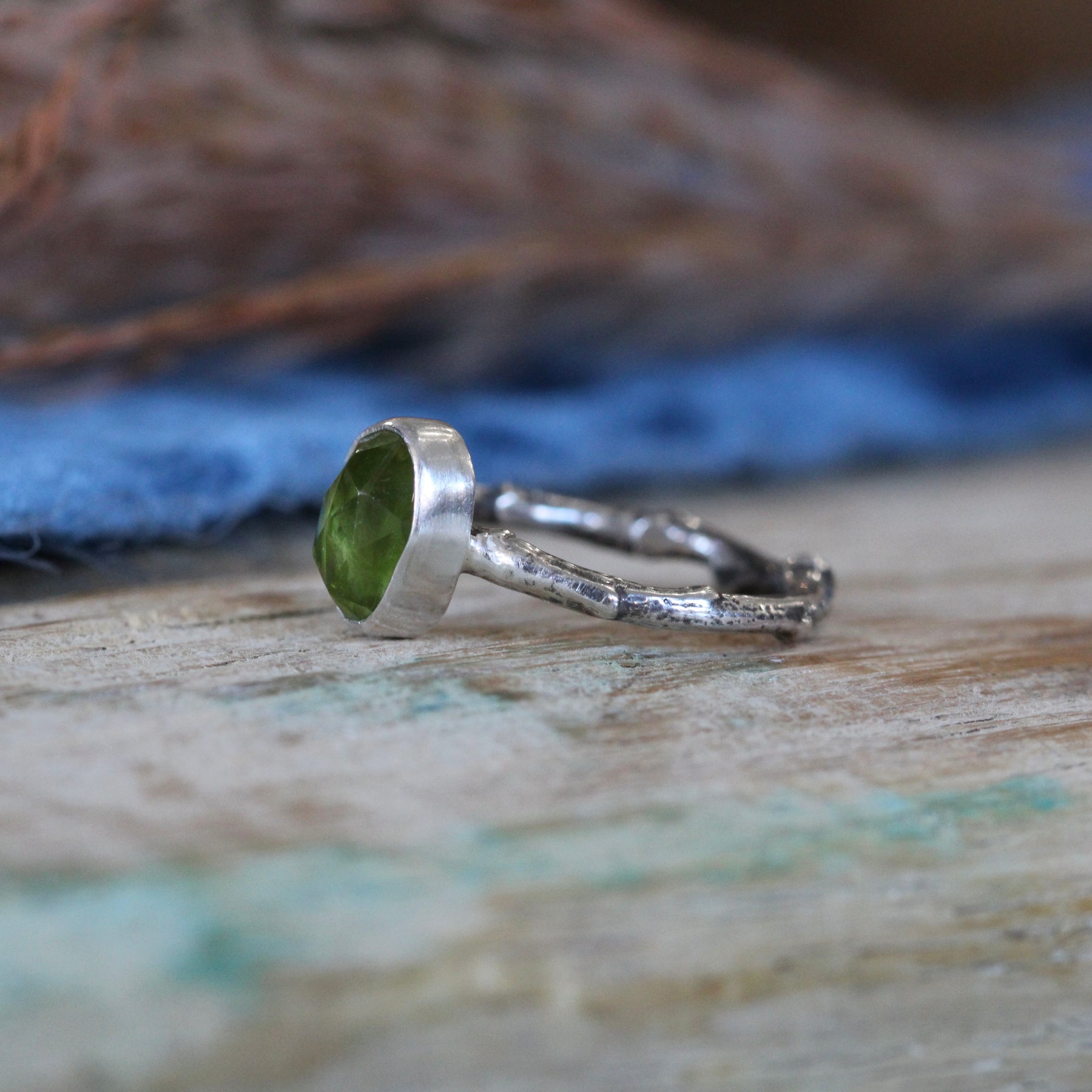 Wanderer Ring Opal and sterling silver cast branch