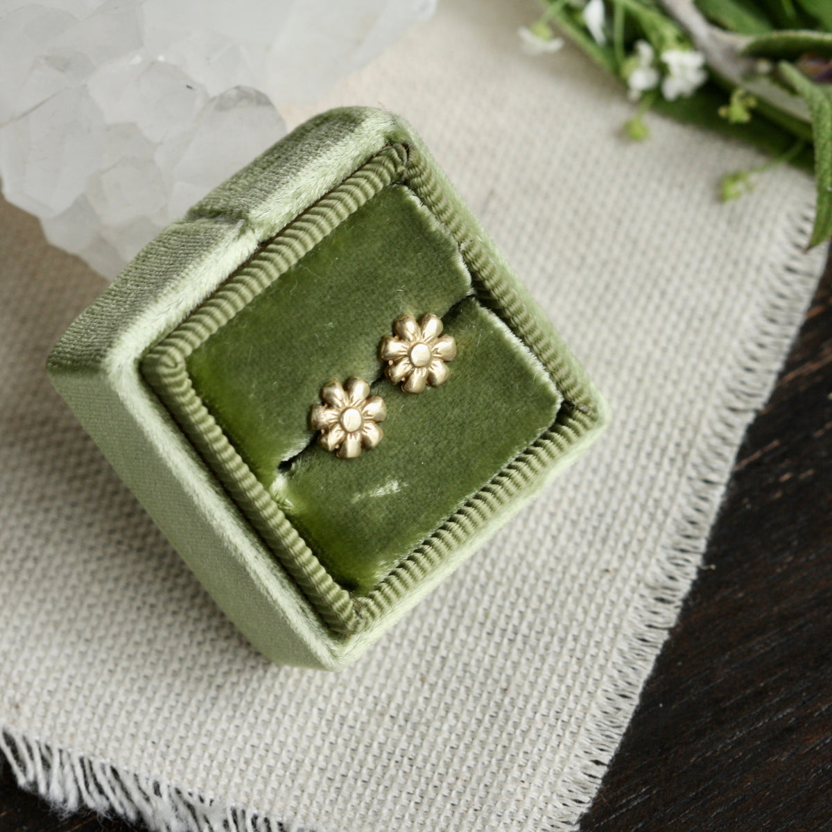 Sculpted Bronze Daisy Post Stud Earrings